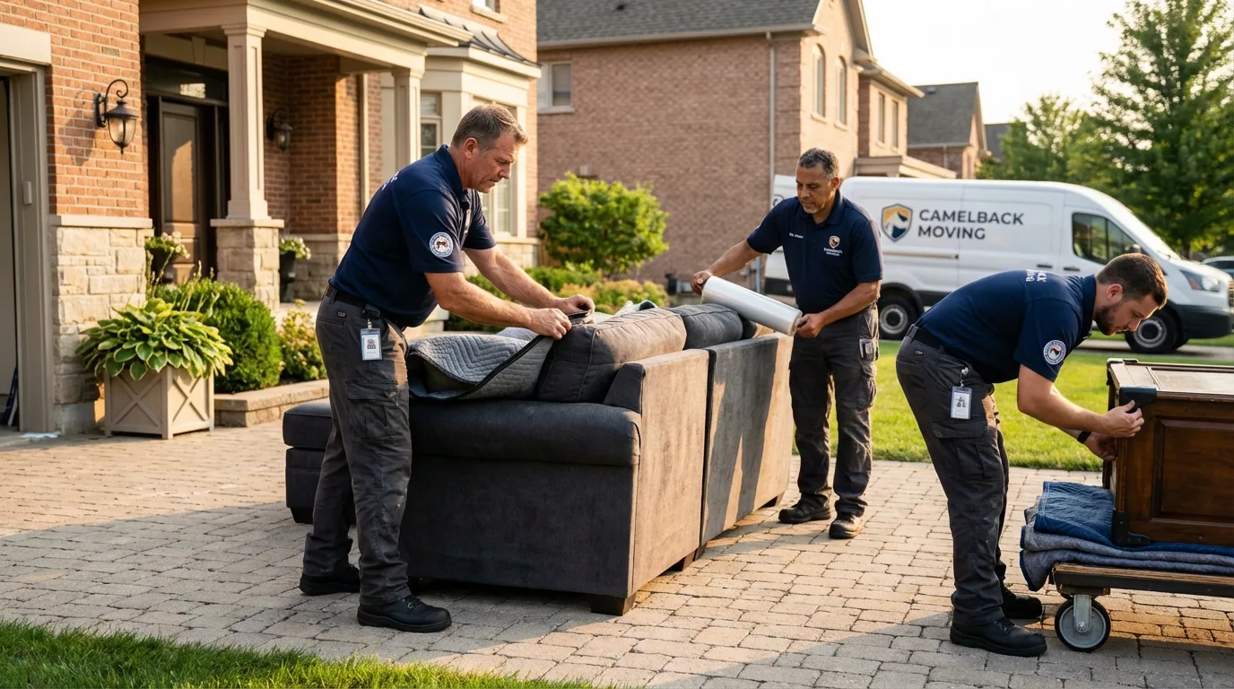 Large estate moving crew wrapping furniture in Yuma, AZ
